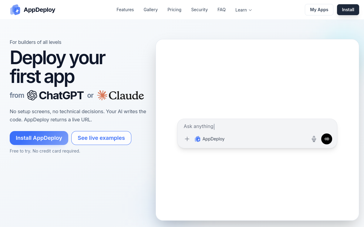 Captura de pantalla de AppDeploy
