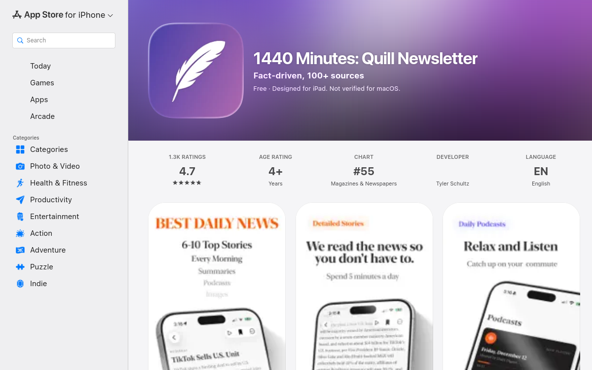 Capture d'écran de Quill – News Digest