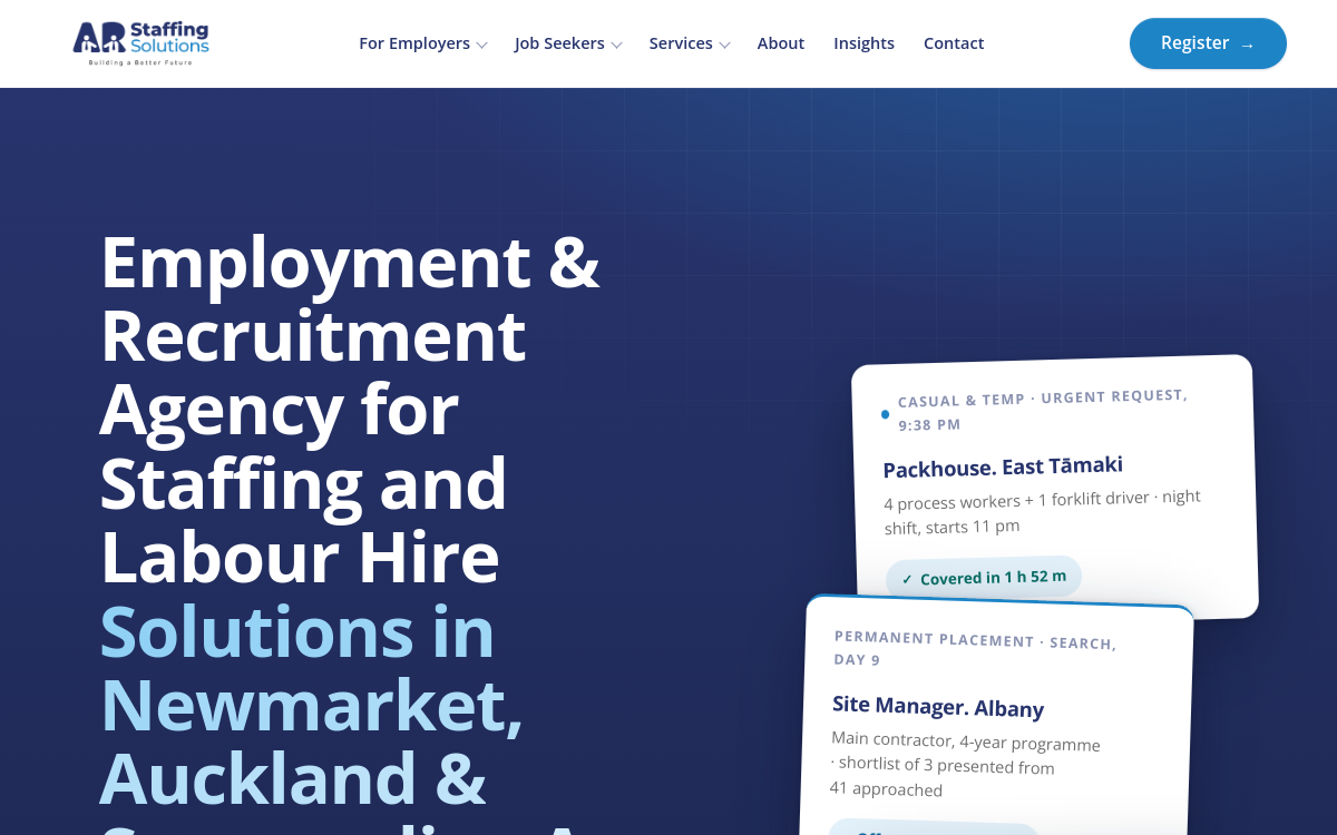 AR Staffing Solutions website screenshot