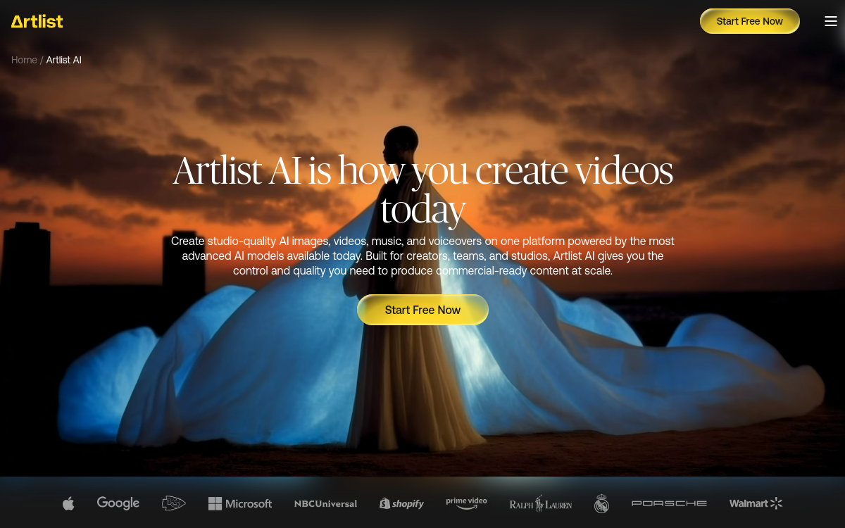 Captura de pantalla de Artlist AI