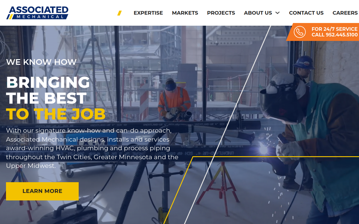 Associated Mechanical Contractors, Inc. website screenshot