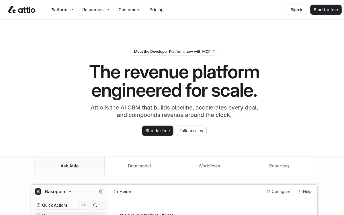 Attio website preview