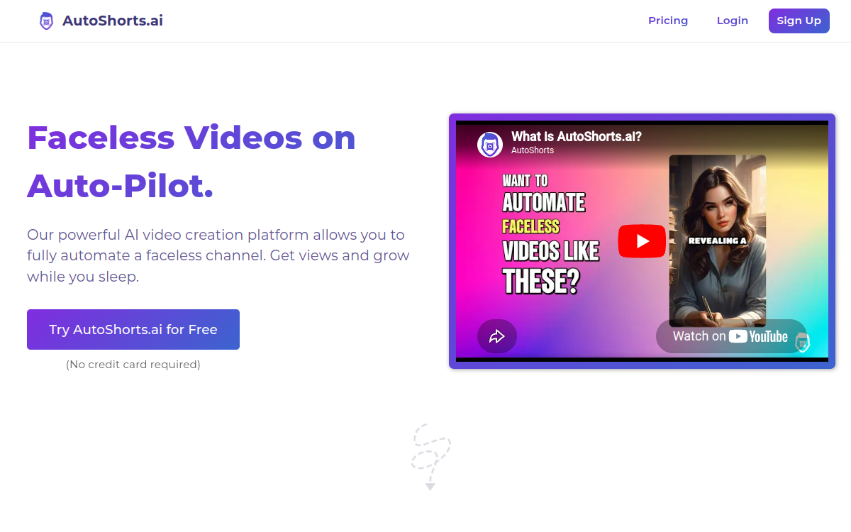 AutoShorts website preview