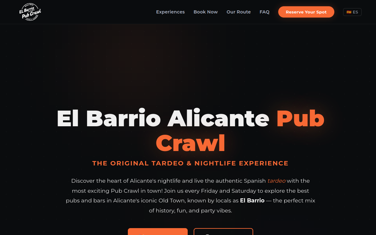El Barrio Pub Crawl — Alicante's number one tardeo and nightlife experience