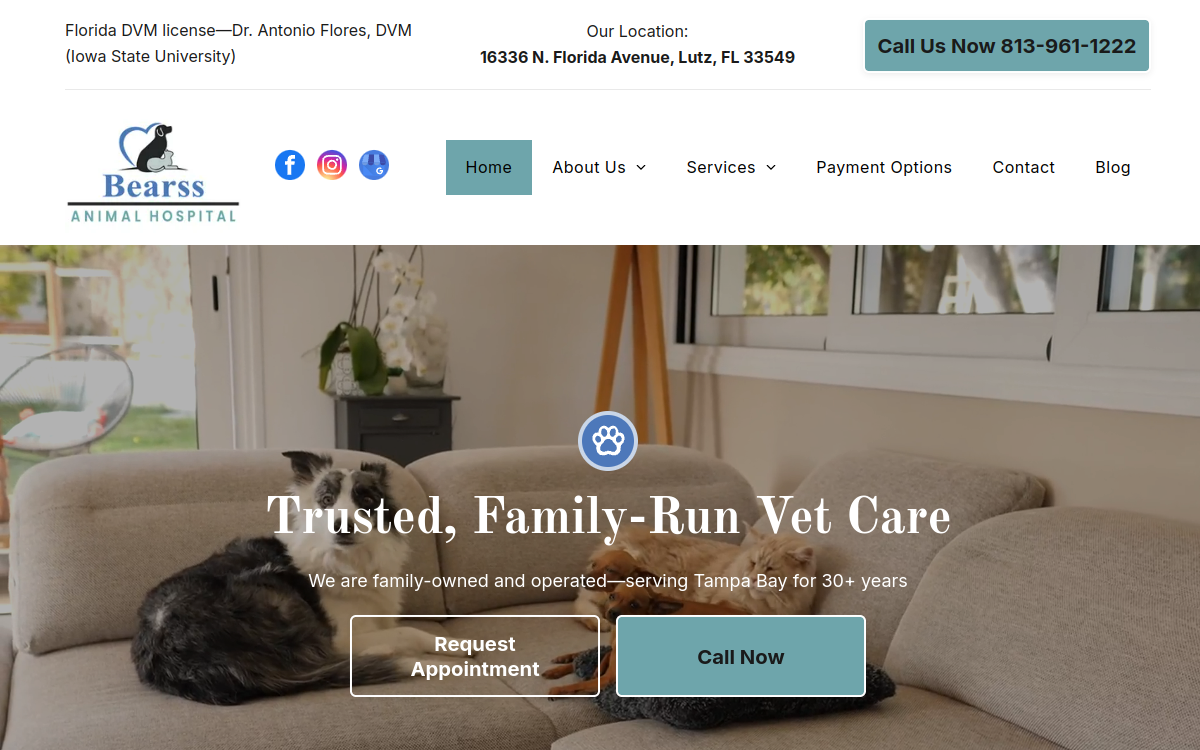 Bearss Animal Hospital website screenshot