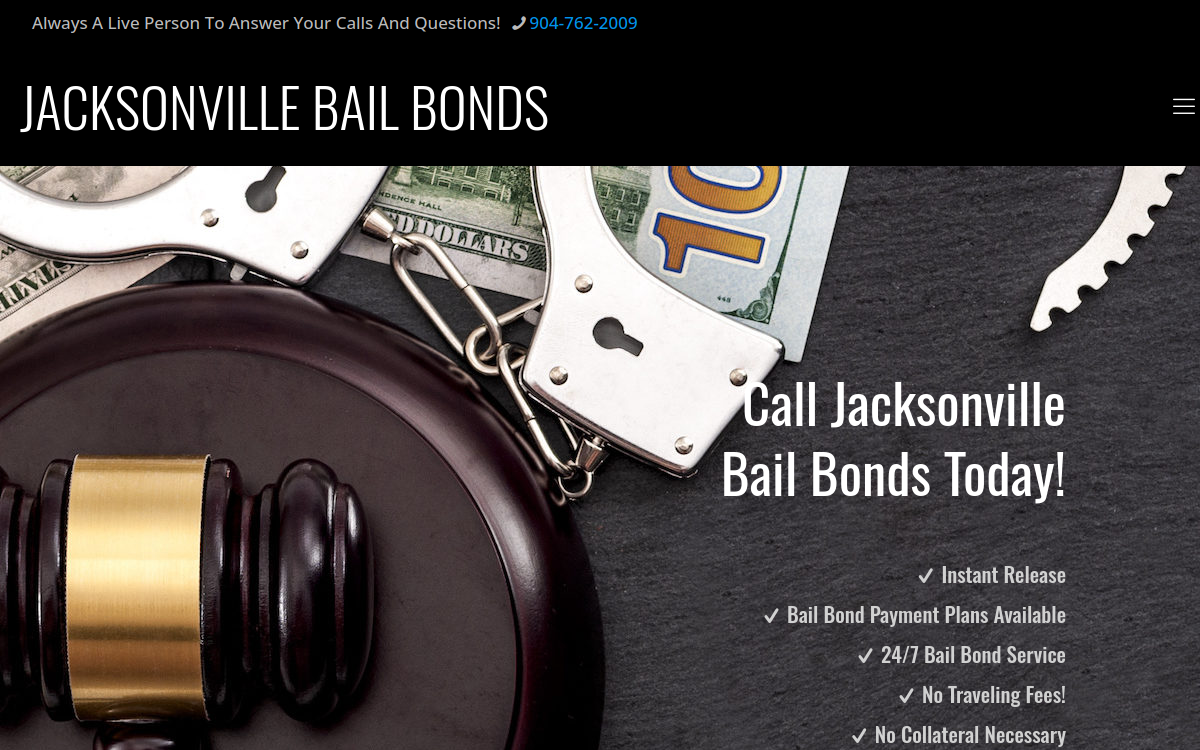 24 Hour Bail Bonds in Jacksonville FL website screenshot