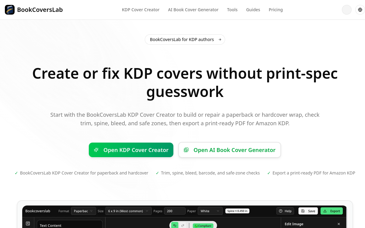 Screenshot of BookCoversLab