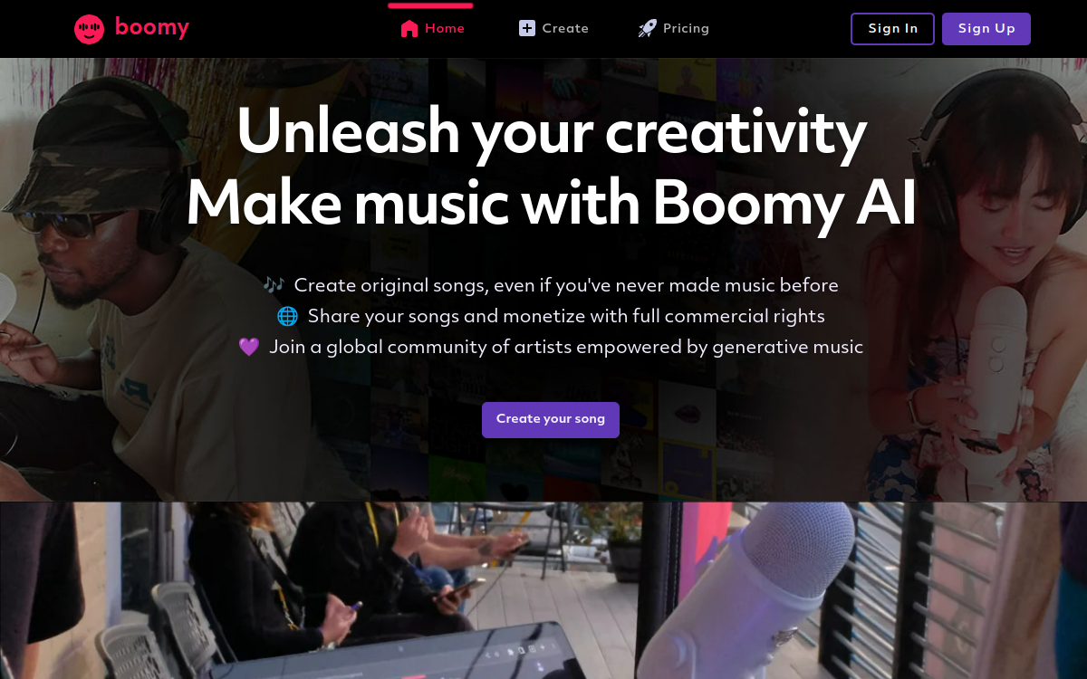 Boomy website preview