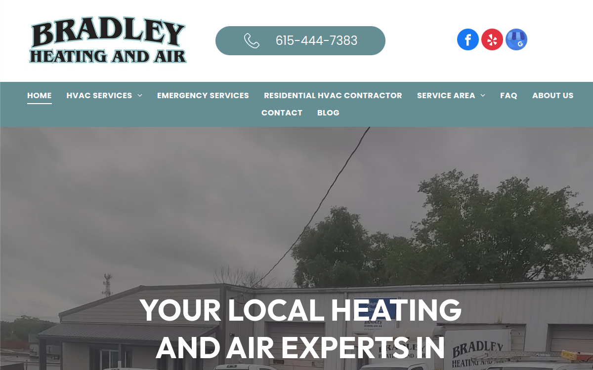 Bradley Heating and Air LLC website screenshot
