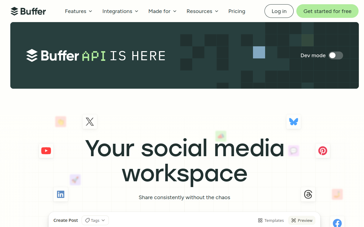 Buffer website preview