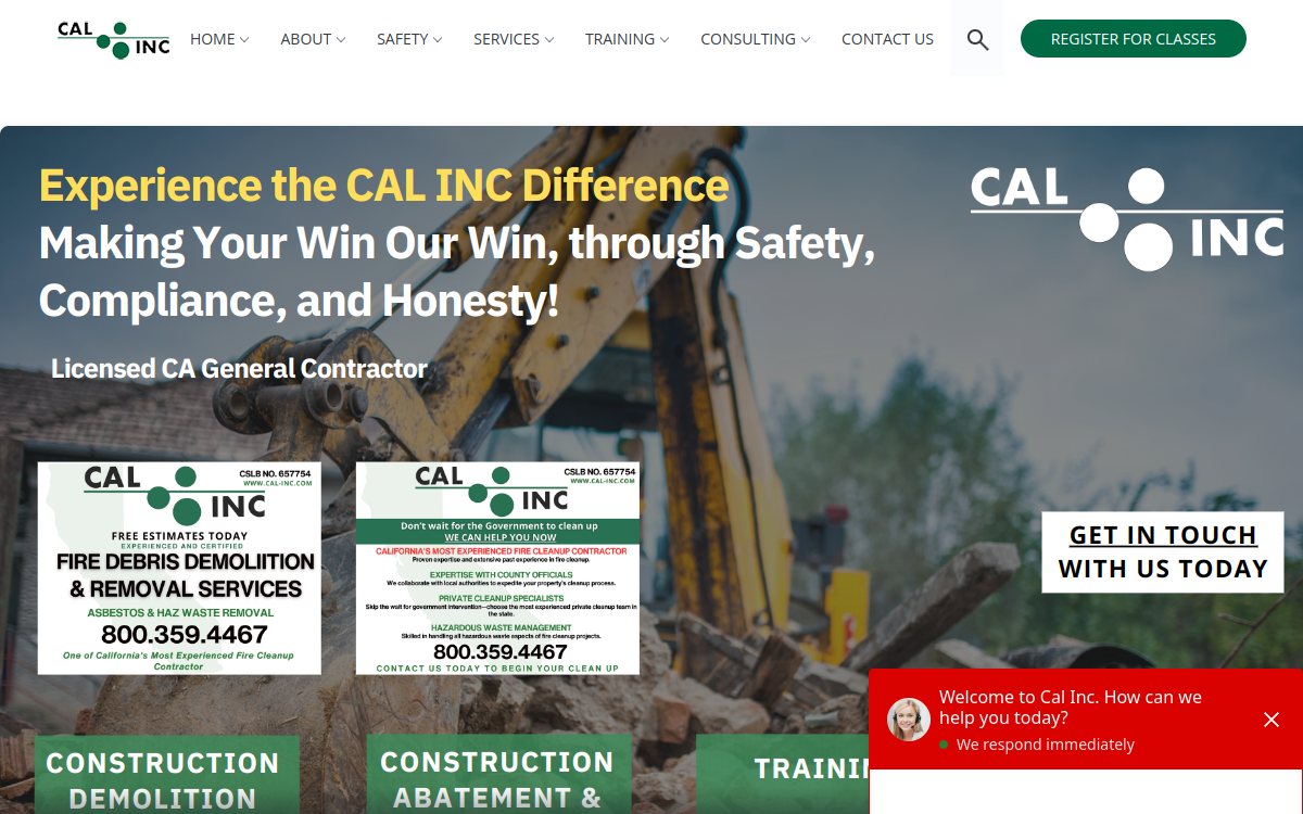 CAL INC website screenshot