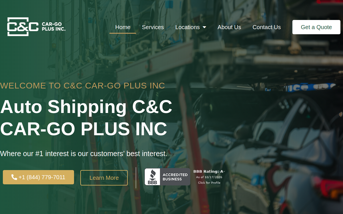CandC Car-go plus inc website screenshot