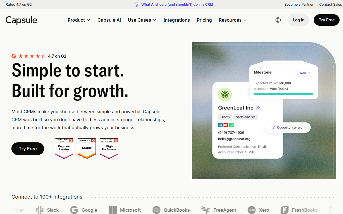 Screenshot di Capsule CRM