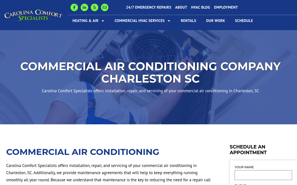 Carolina Comfort Specialists website screenshot