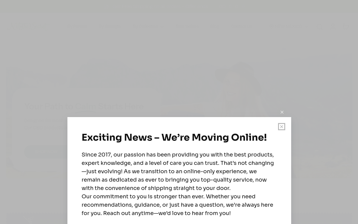 Nature's Secret CBD website screenshot