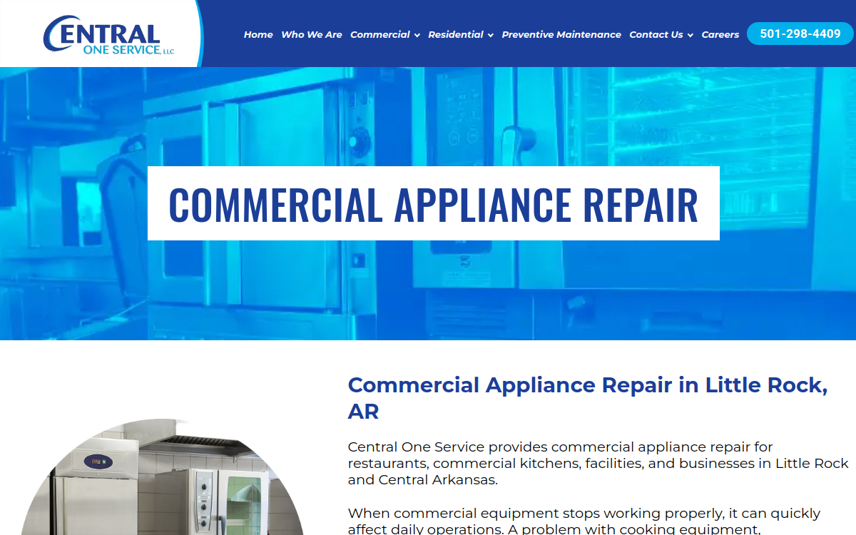 restaurant equipment repair Little Rock AR website screenshot