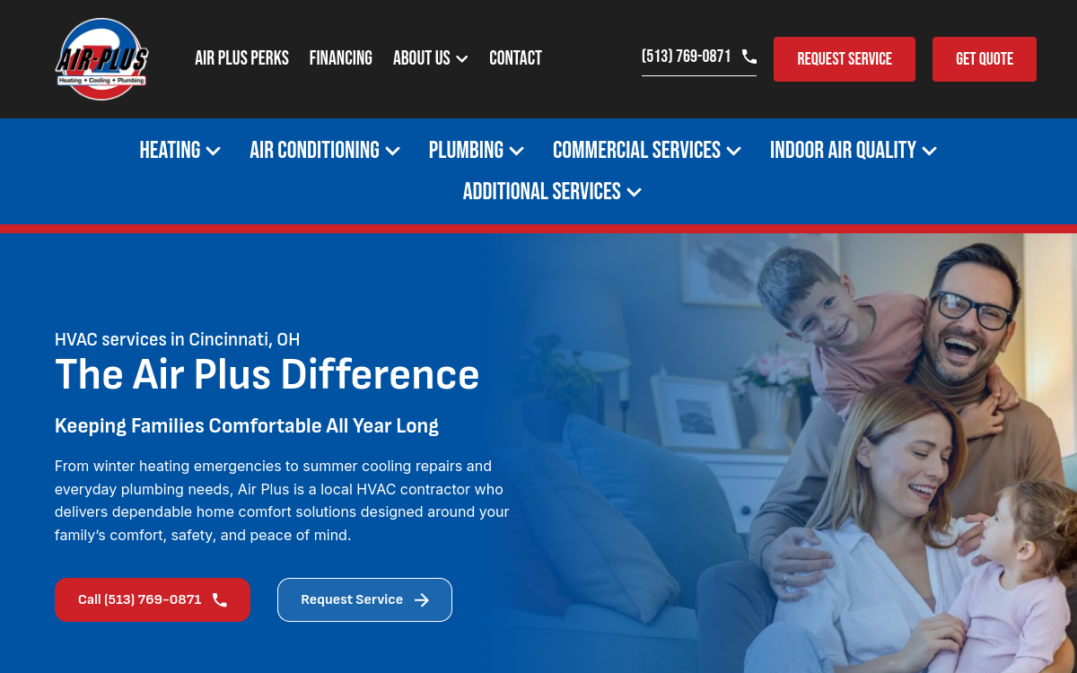Air Plus website screenshot