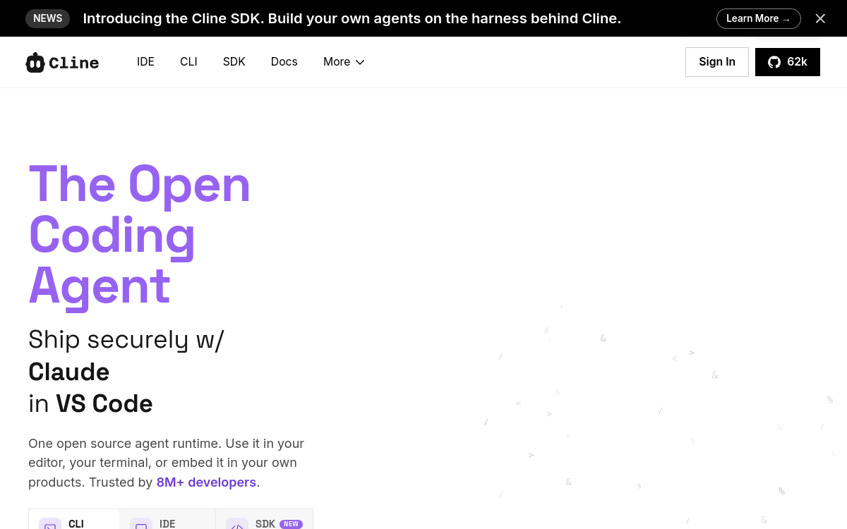Cline website preview