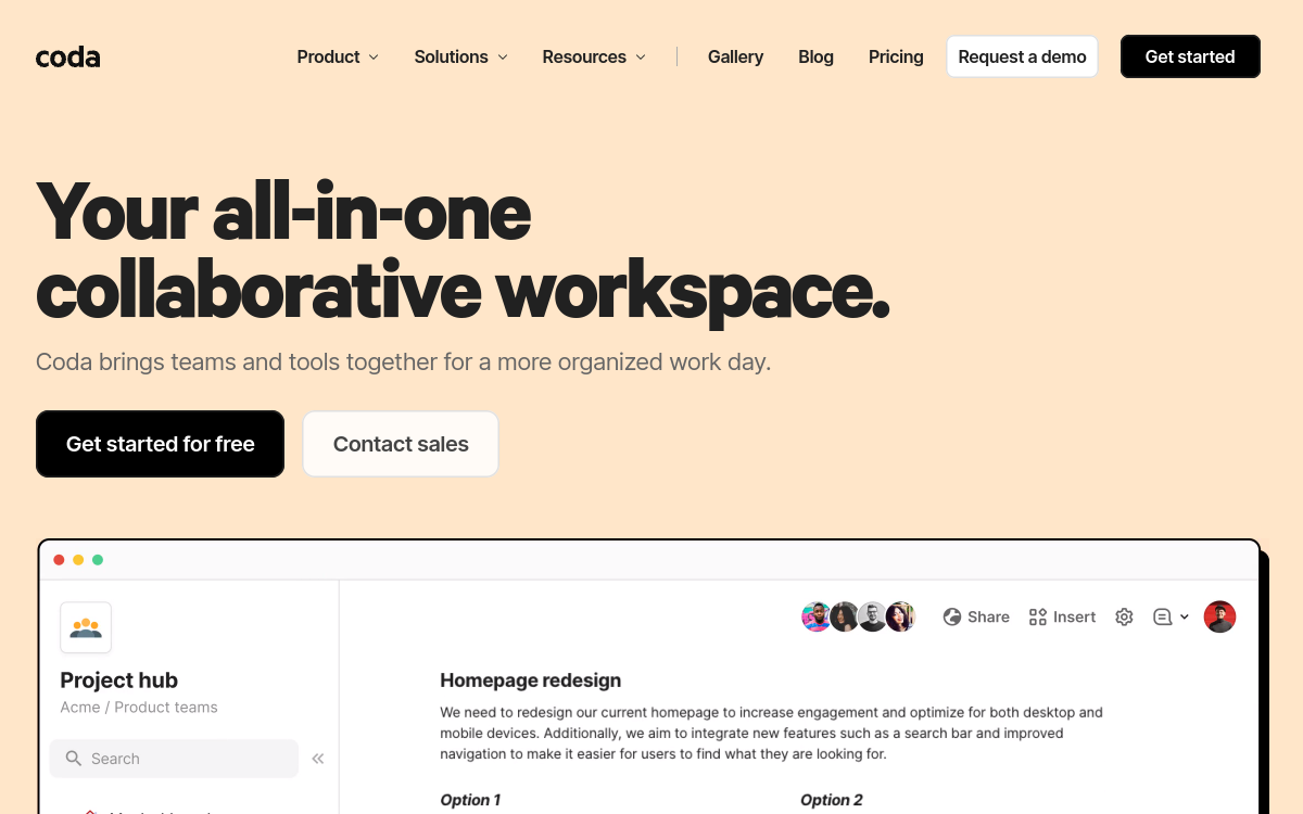 Coda AI website preview