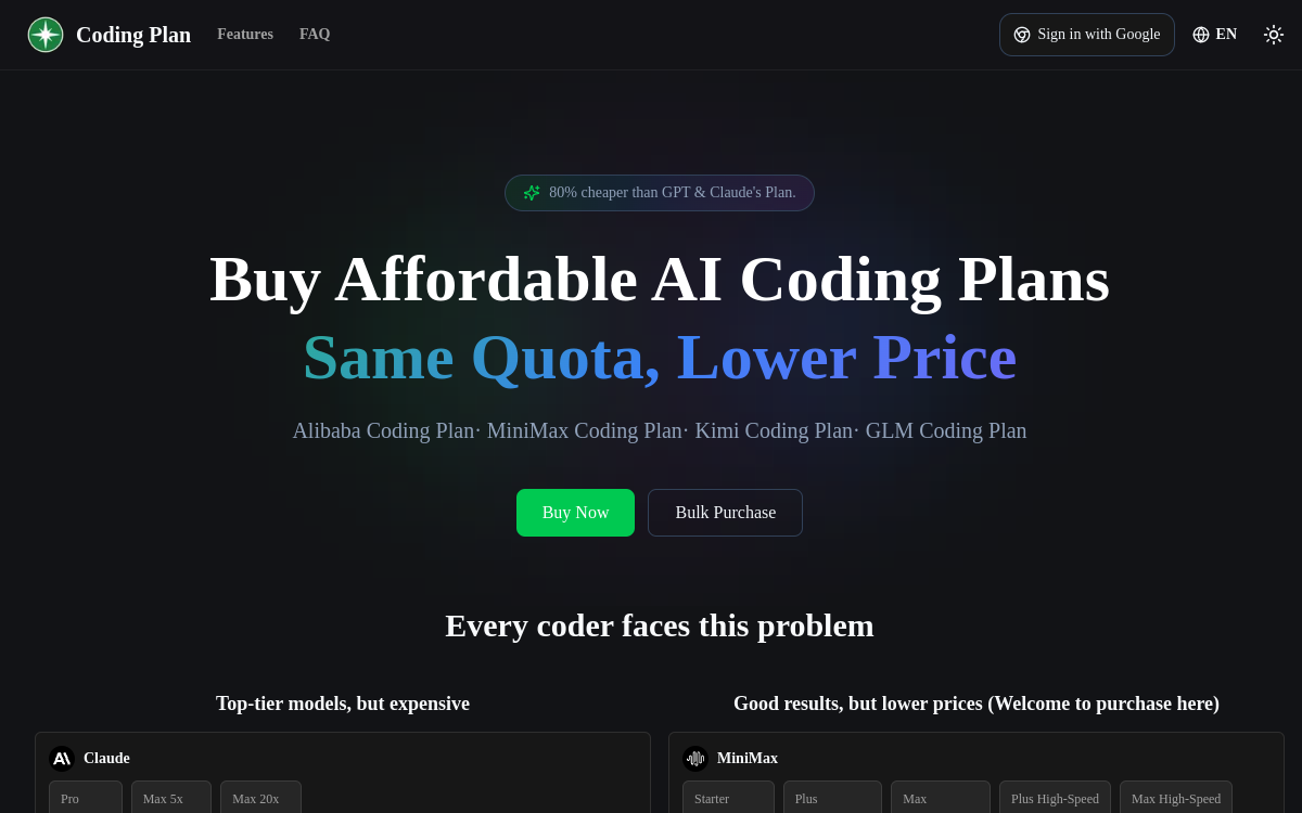 Captura de pantalla de Coding Plan