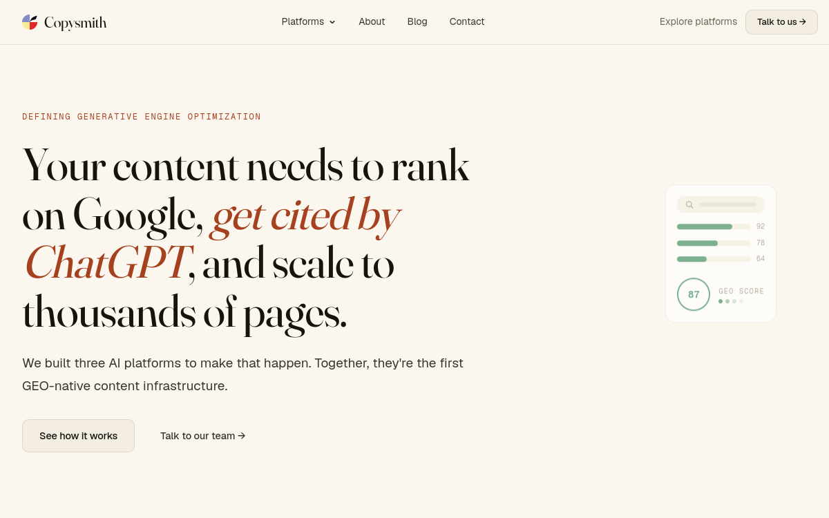 Copysmith website preview