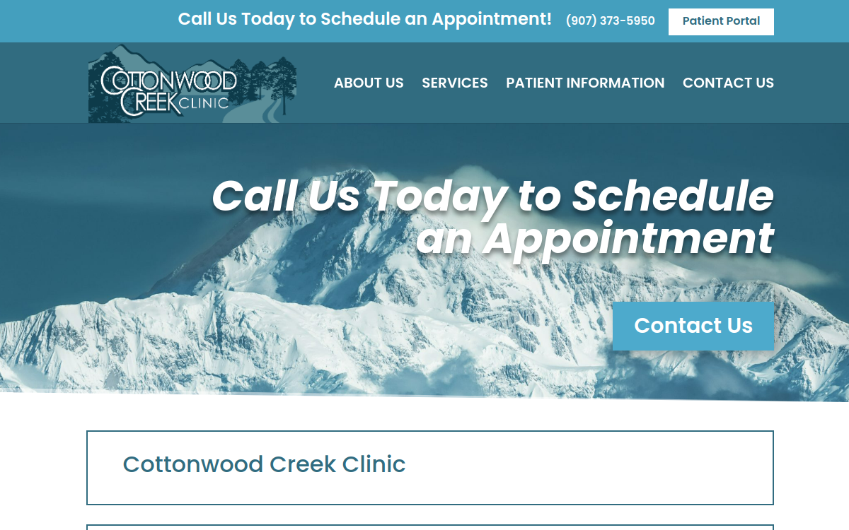 Cottonwood Creek Clinic website screenshot