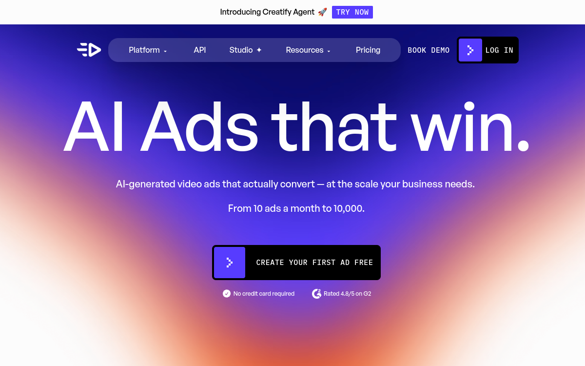 Creatify website preview