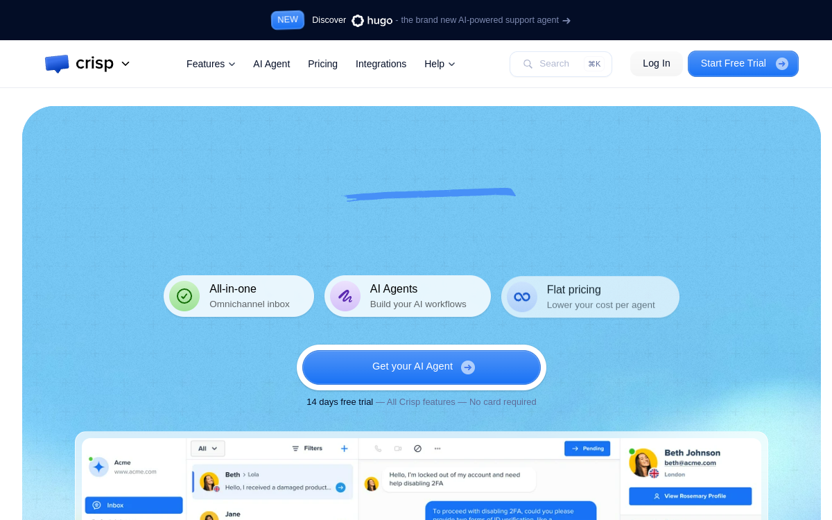 Crisp website preview