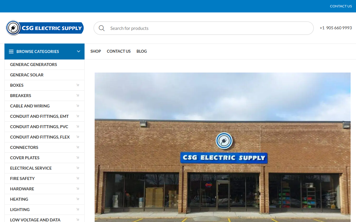 CSG Electric Supply Store website screenshot