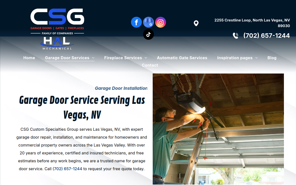 Custom Specialties Group website screenshot