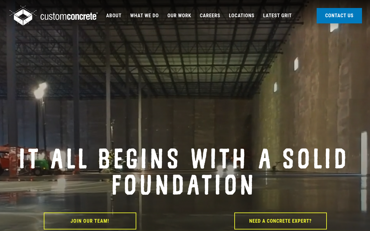 Custom Concrete website screenshot