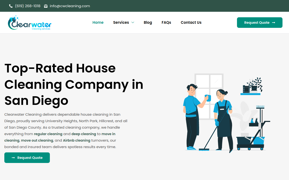 Clearwater Cleaning website screenshot