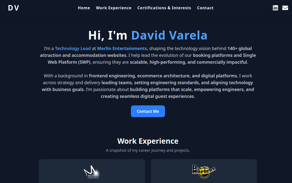 David Varela personal portfolio website