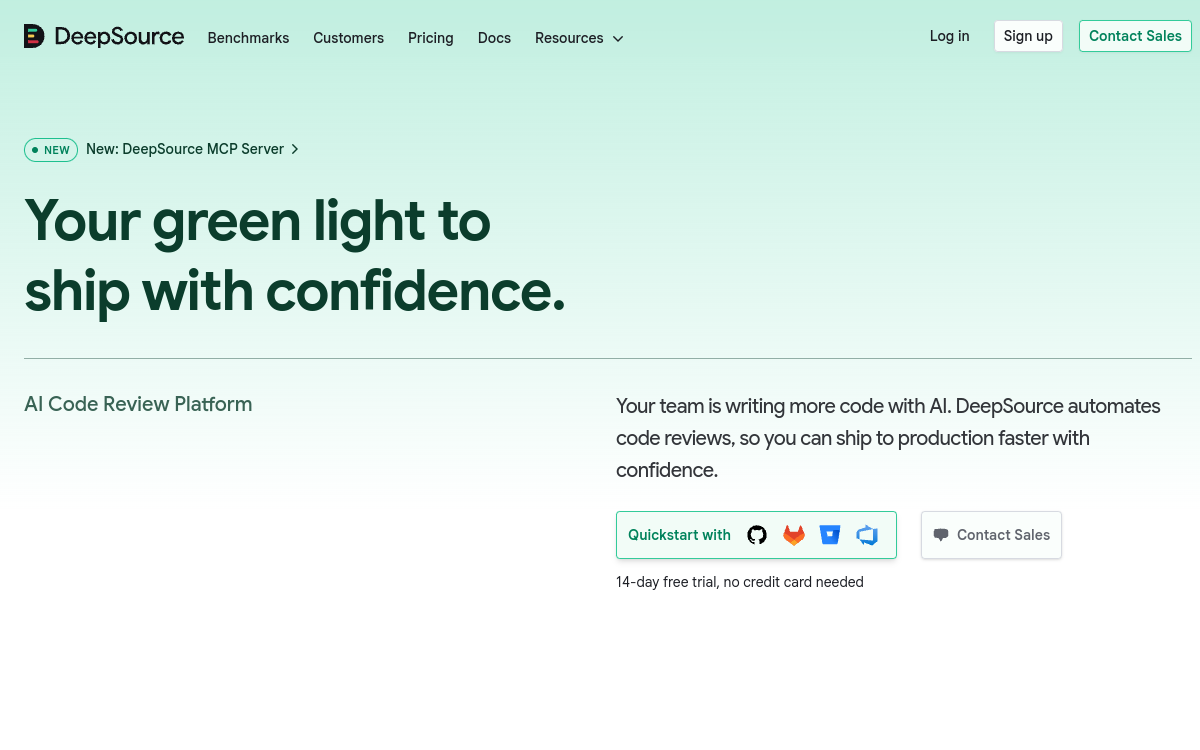 DeepSource website preview