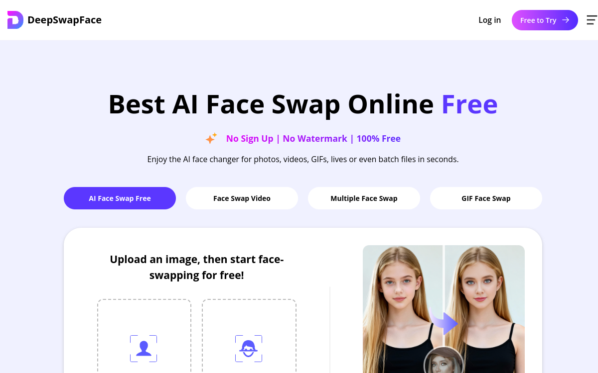 Screenshot di DeepSwapFace