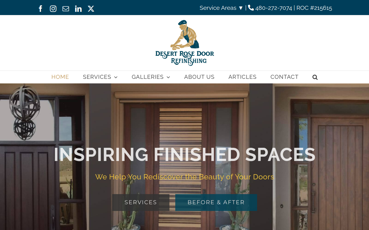 Desert Rose Door Refinishing website screenshot