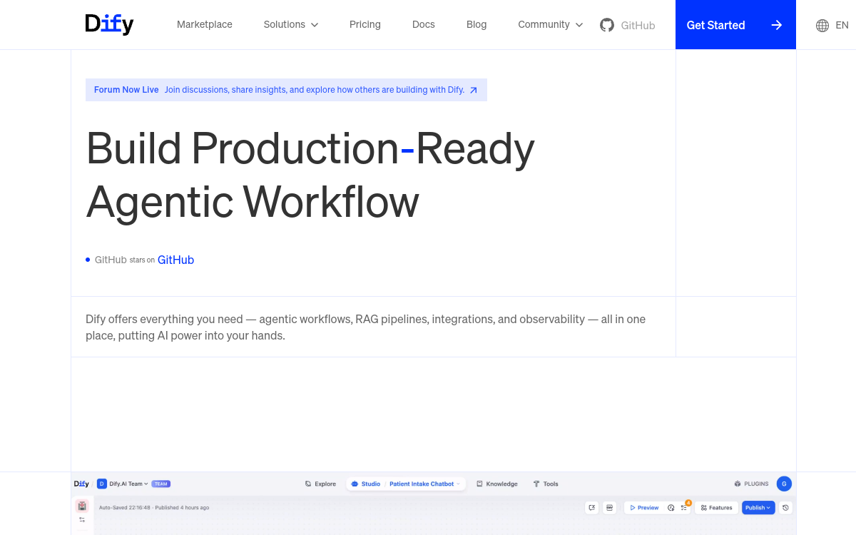 Dify website preview
