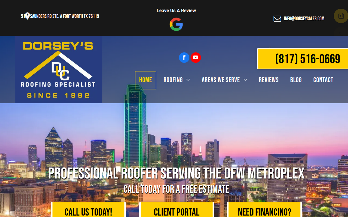 Dorsey's Unlimited Construction website screenshot