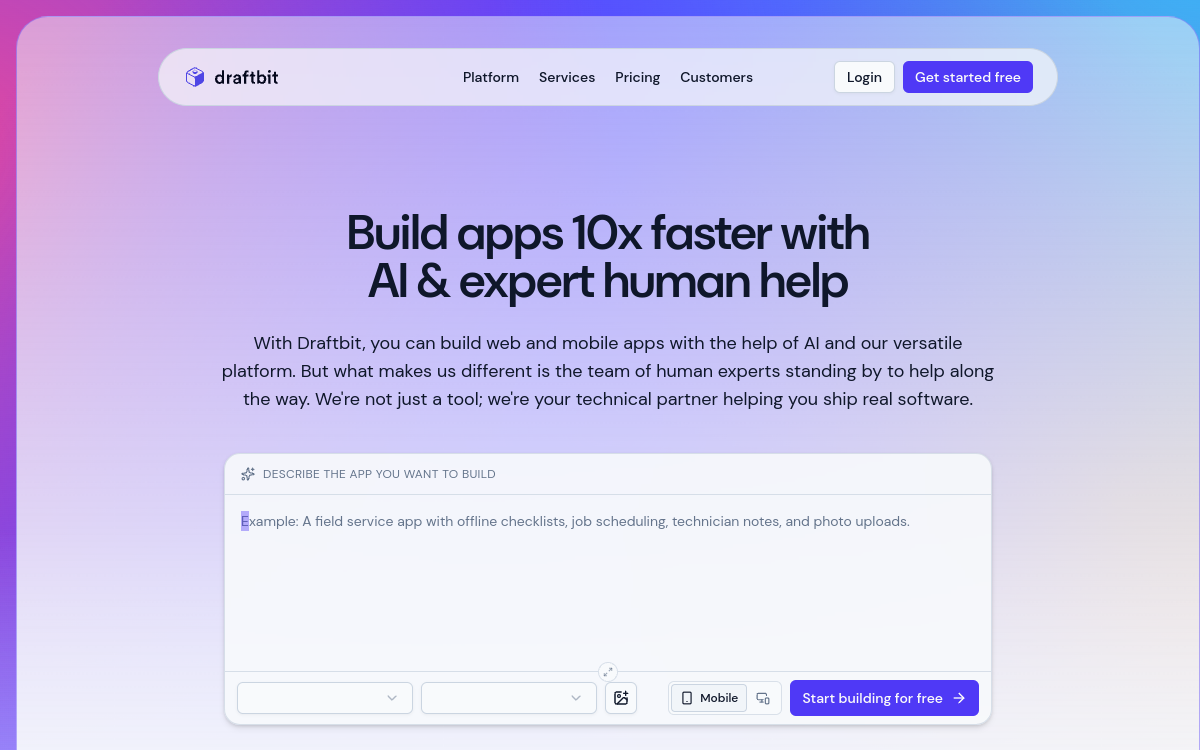 Draftbit website preview