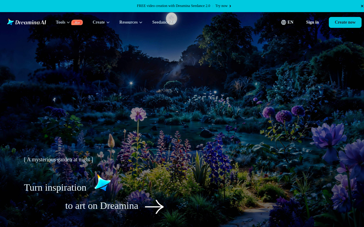 Dreamina website preview