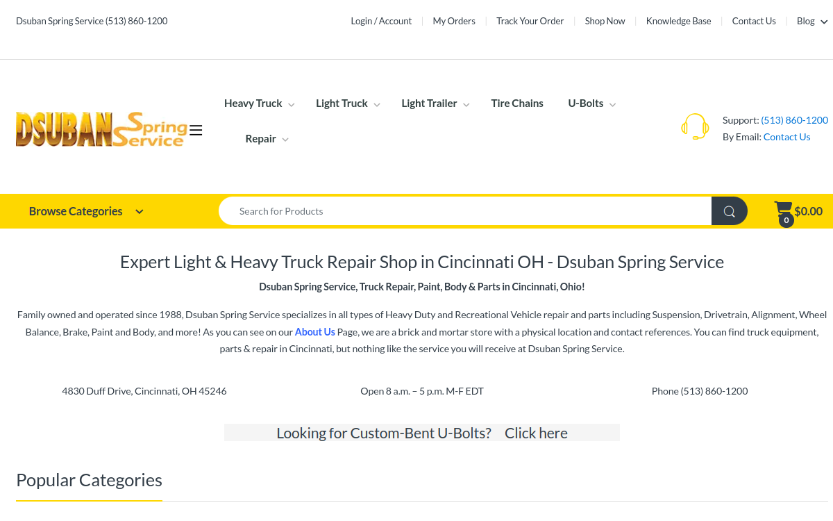 Dsuban Spring Service Inc. website screenshot