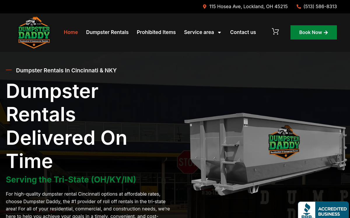 Dumpster Daddy Cincinnati website screenshot
