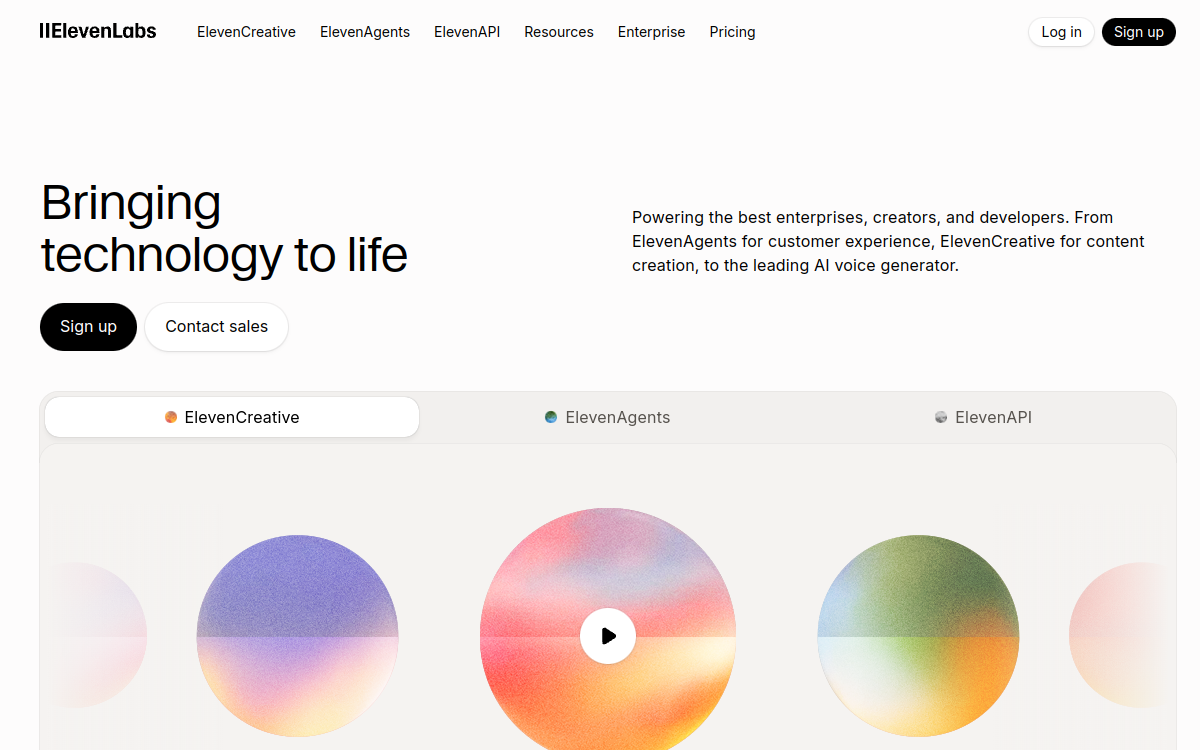 ElevenLabs website preview
