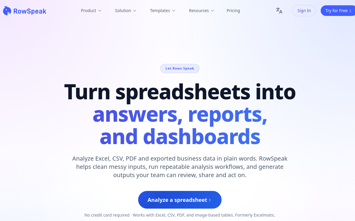 Excelmatic website preview