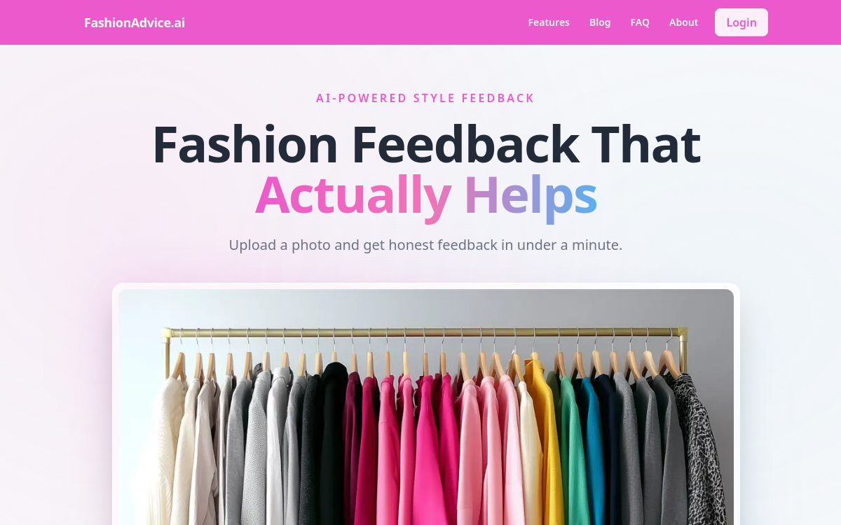 Screenshot von FashionAdvice.ai