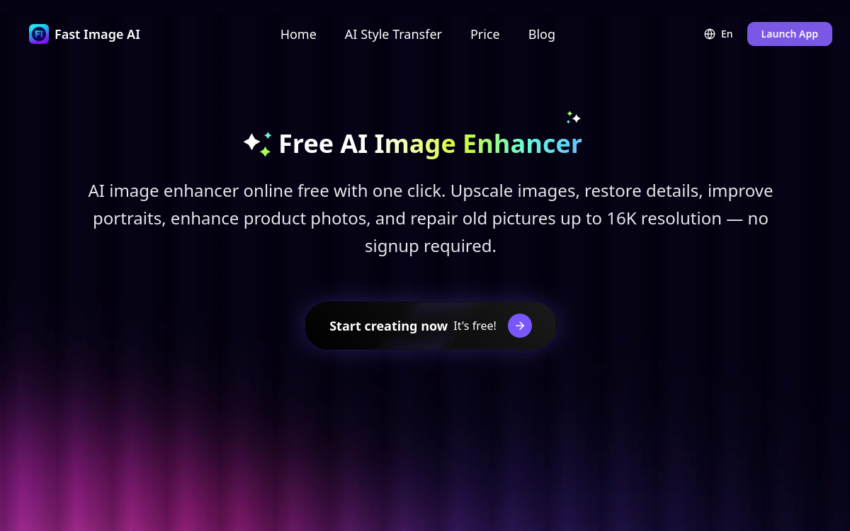 Screenshot di FastImage — AI Image Enhancer