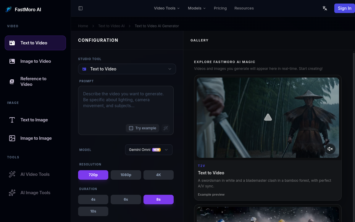 Screenshot of Fast Moro AI