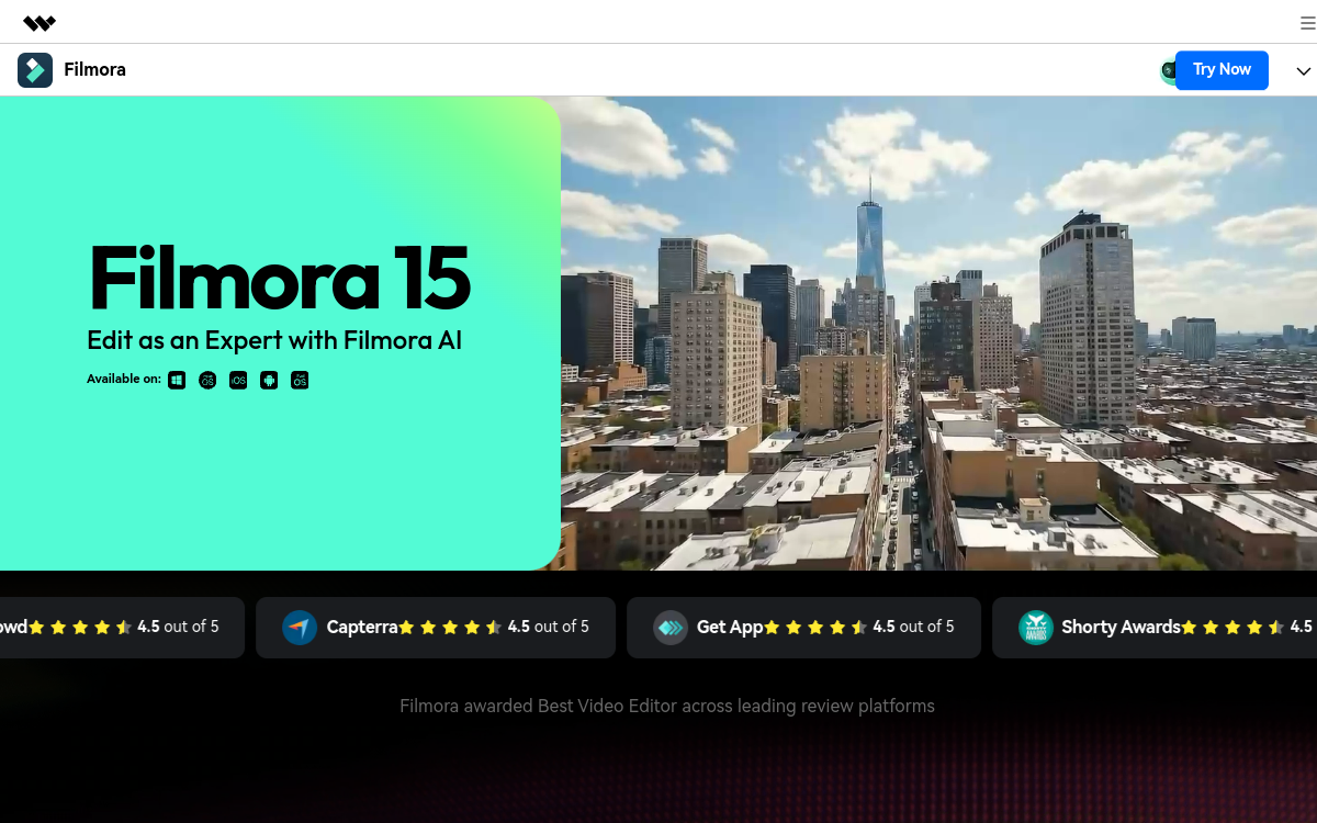 Filmora AI website preview