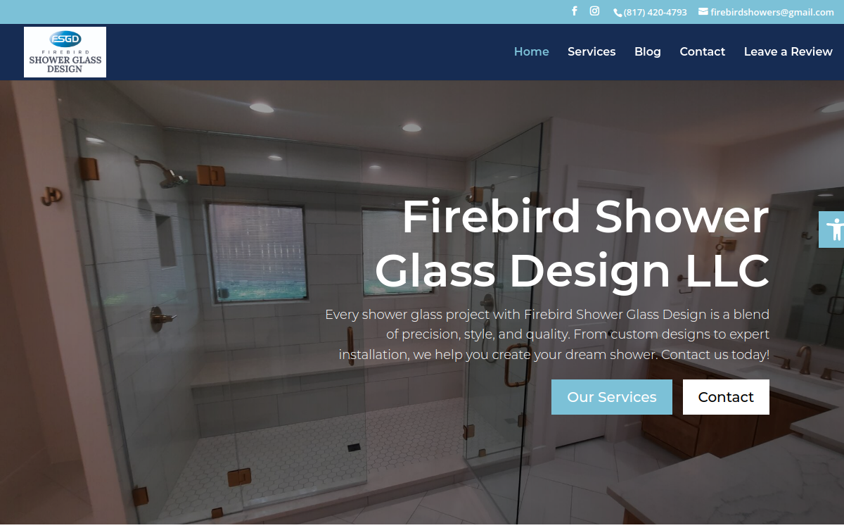 Firebird Shower Glass Design LLC website screenshot