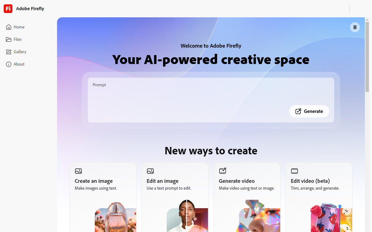Adobe Firefly website preview